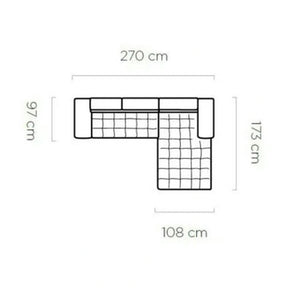 Coltar extensibil SELVA MINI, stofă/lemn masiv/PAL, gri - Rosario 456, 270×173×95 cm