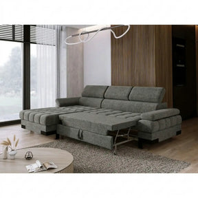 Coltar extensibil SELVA MINI, stofă/lemn masiv/PAL, gri - Rosario 456, 270×173×95 cm