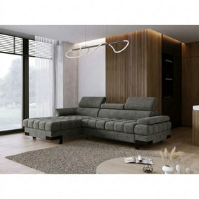 Coltar extensibil SELVA MINI, stofă/lemn masiv/PAL, gri - Rosario 456, 270×173×95 cm
