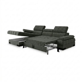 Coltar extensibil SELVA MINI, stofă/lemn masiv/PAL, gri - Rosario 456, 270×173×95 cm