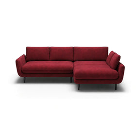 Coltar extensibil SOLANO, stofă catifelata/lemn de fag/PAL, rosu - Riviera 61, 260×167×83 cm