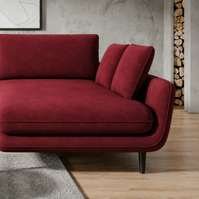 Coltar extensibil SOLANO, stofă catifelata/lemn de fag/PAL, rosu - Riviera 61, 260×167×83 cm