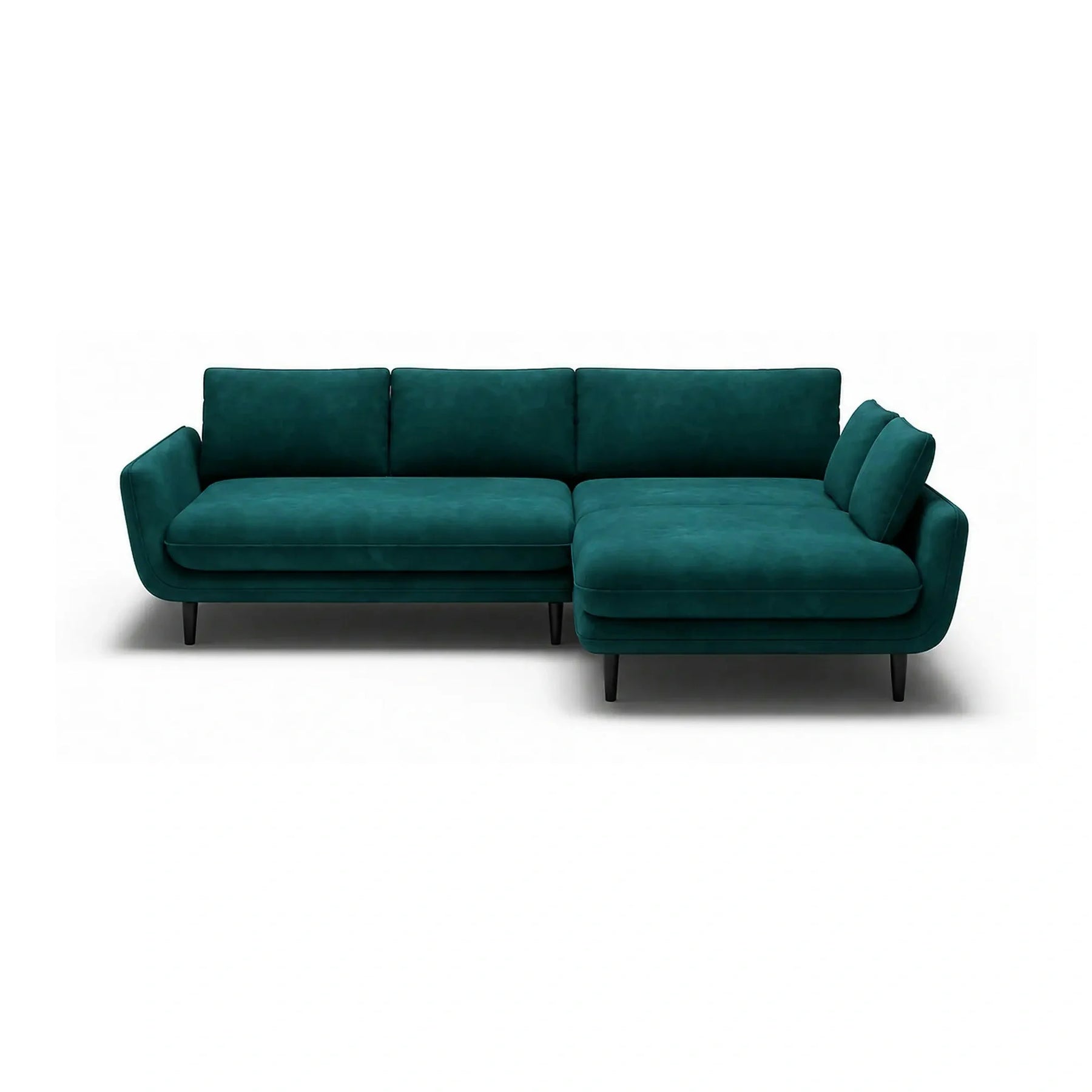 Coltar extensibil SOLANO, stofă catifelata/lemn de fag/PAL, verde închis - Terra 75, 260×167×83 cm