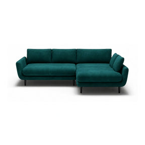 Coltar extensibil SOLANO, stofă catifelata/lemn de fag/PAL, verde închis - Terra 75, 260×167×83 cm