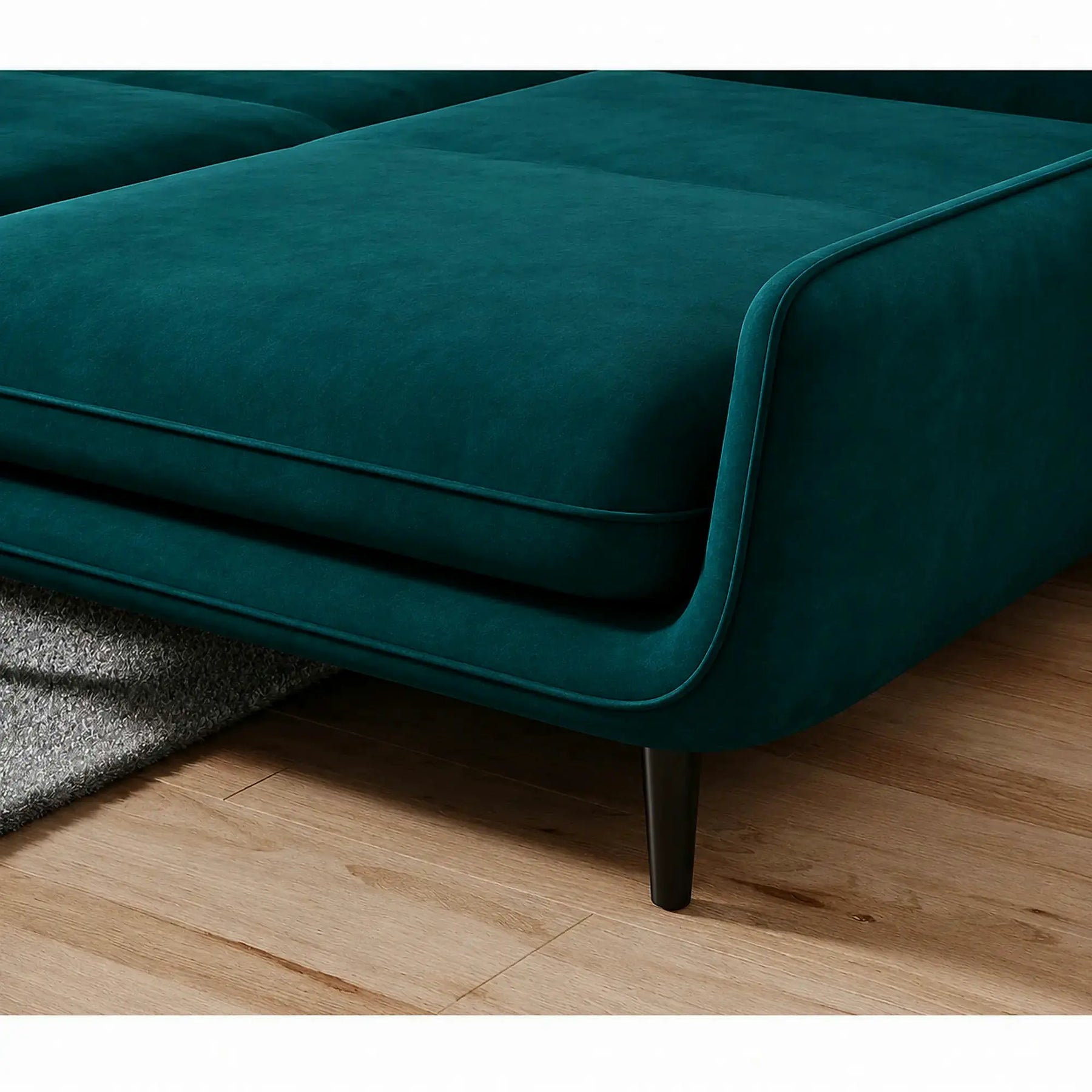 Coltar extensibil SOLANO, stofă catifelata/lemn de fag/PAL, verde închis - Terra 75, 260×167×83 cm