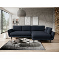Coltar extensibil SOLANO, stofă clasică/lemn de fag, albastru închis - Austin 15, 260×167×83 cm