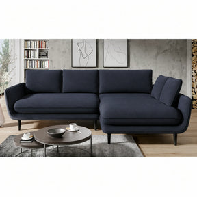 Coltar extensibil SOLANO, stofă clasică/lemn de fag, albastru închis - Austin 15, 260×167×83 cm
