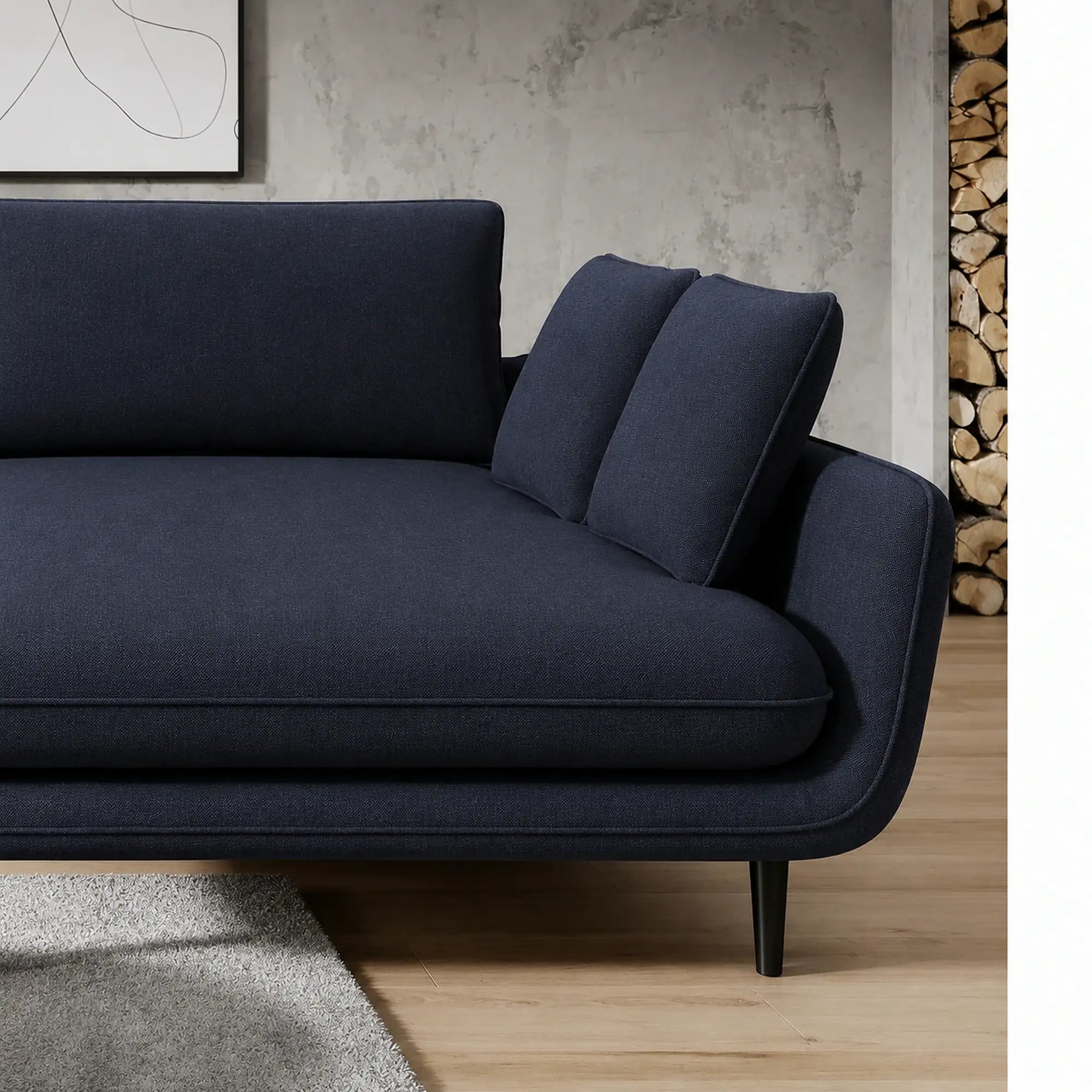 Coltar extensibil SOLANO, stofă clasică/lemn de fag, albastru închis - Austin 15, 260×167×83 cm