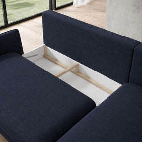 Coltar extensibil SOLANO, stofă clasică/lemn de fag, albastru închis - Austin 15, 260×167×83 cm