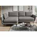 Coltar extensibil SOLANO, stofă catifelata/lemn de fag, gri - Palladium 16, 260×167×83 cm