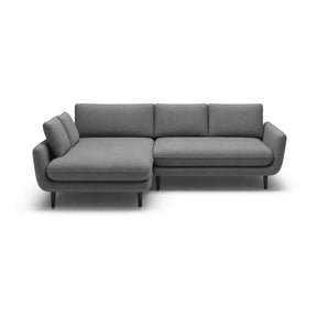 Coltar extensibil SOLANO, stofă catifelata/lemn de fag, gri - Palladium 16, 260×167×83 cm