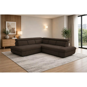 Coltar extensibil sufragerie REGAL, sezlong stanga, stofa catifelata maro - Velvet F609, 266x196x95 cm
