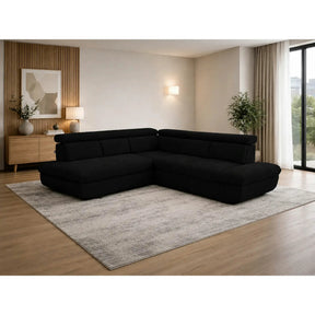 Coltar extensibil sufragerie REGAL, sezlong stanga, stofa catifelata negru - Velvet F603, 266x196x95 cm