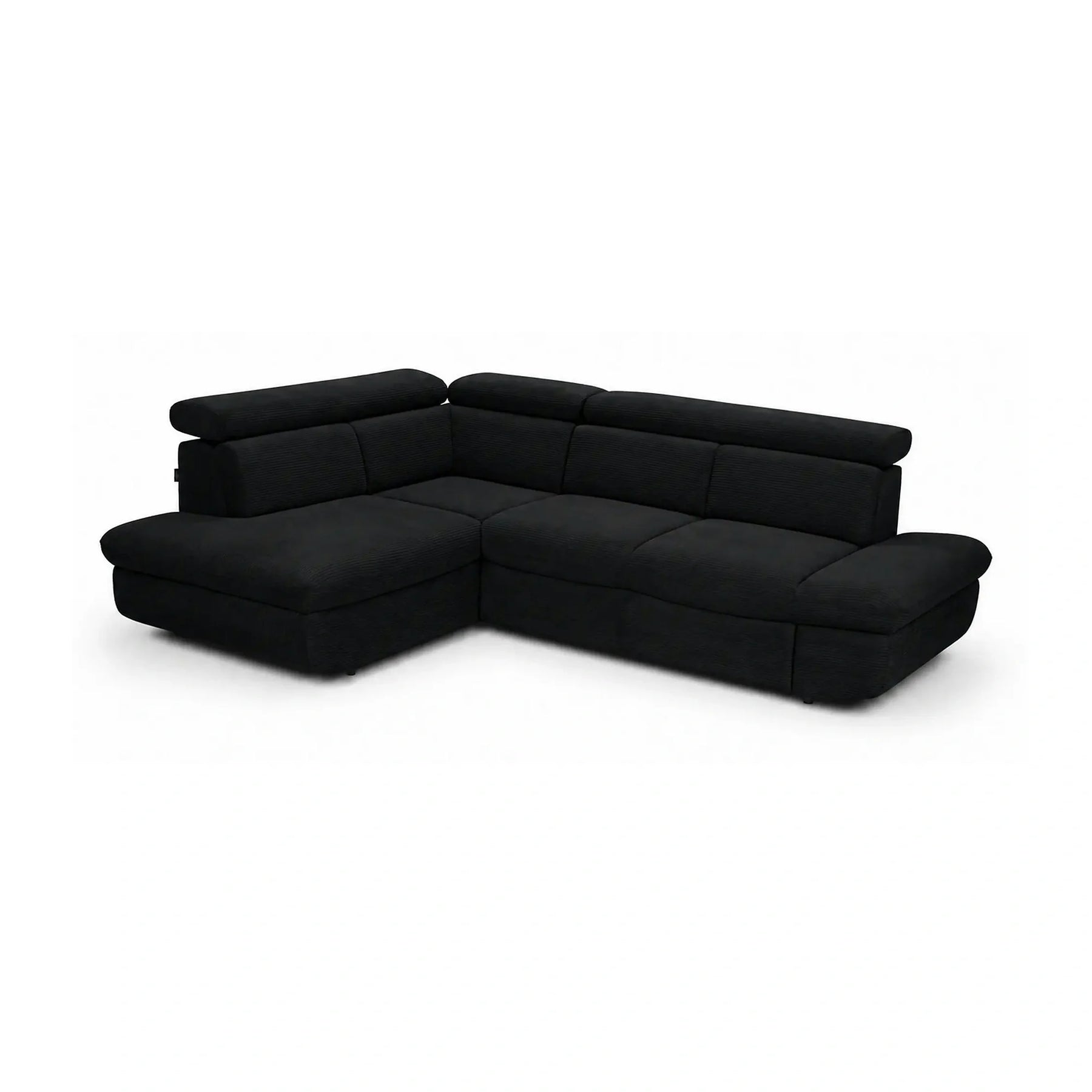 Coltar extensibil sufragerie REGAL, sezlong stanga, stofa catifelata negru - Velvet F603, 266x196x95 cm