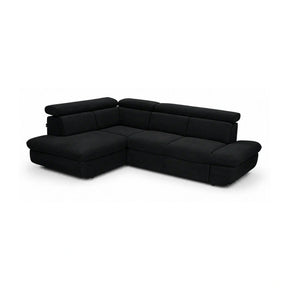 Coltar extensibil sufragerie REGAL, sezlong stanga, stofa catifelata negru - Velvet F603, 266x196x95 cm