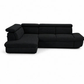 Coltar extensibil sufragerie REGAL, sezlong stanga, stofa catifelata negru - Velvet F603, 266x196x95 cm