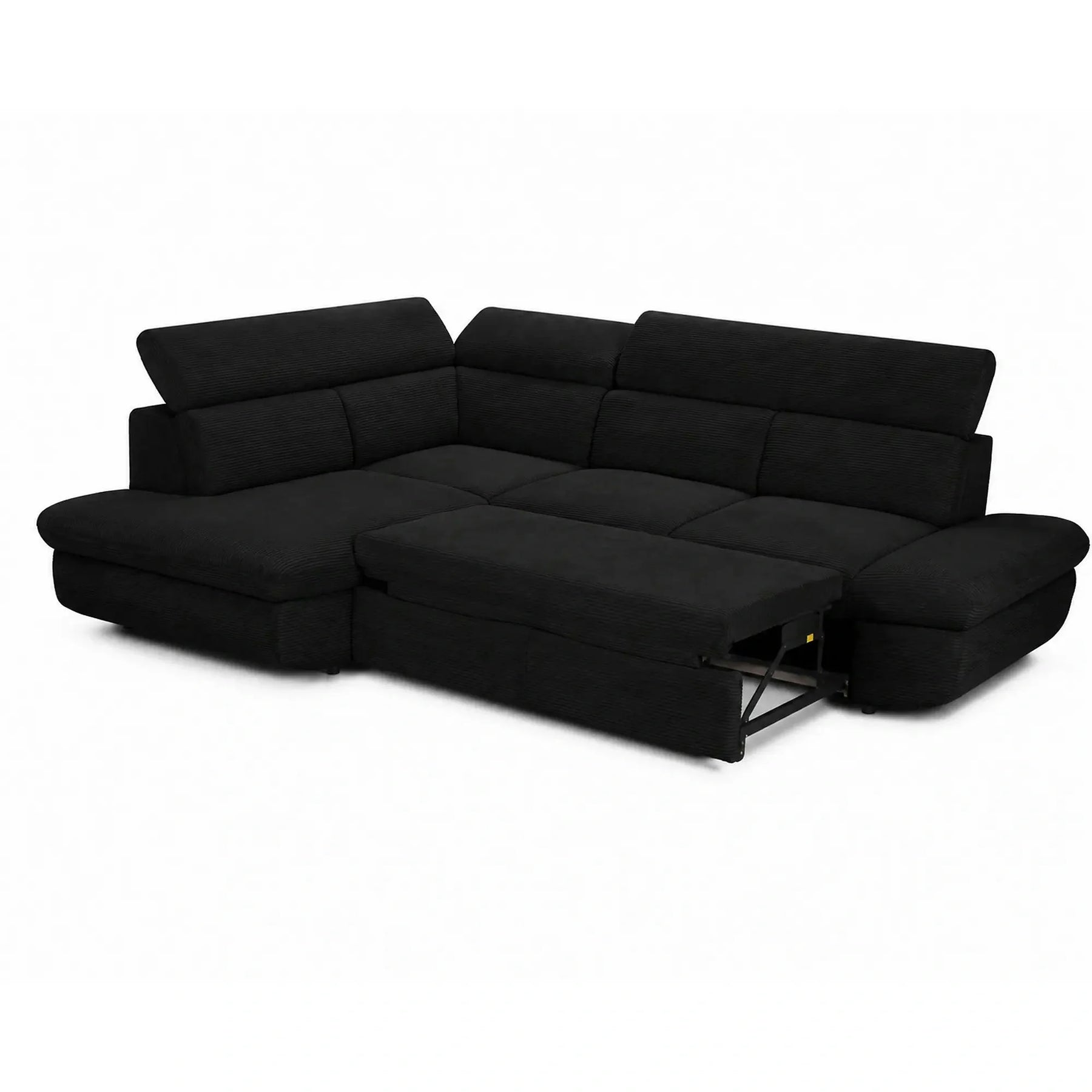 Coltar extensibil sufragerie REGAL, sezlong stanga, stofa catifelata negru - Velvet F603, 266x196x95 cm
