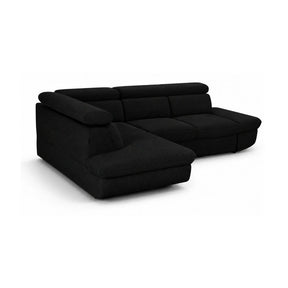 Coltar extensibil sufragerie REGAL, sezlong stanga, stofa catifelata negru - Velvet F603, 266x196x95 cm