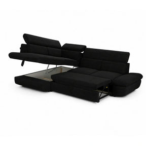 Coltar extensibil sufragerie REGAL, sezlong stanga, stofa catifelata negru - Velvet F603, 266x196x95 cm