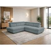 Coltar extensibil sufragerie REGAL, sezlong stanga, stofa turcoaz - Rimini R076, 266x196x95 cm