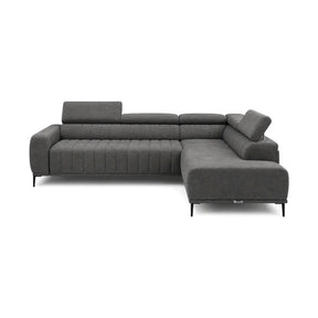 Coltar extensibil tip pat matrimonial GANDI 160, stofă catifelata/lemn masiv/PAL, gri antracit - Salvador 15, 301×204×99 cm