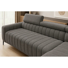 Coltar extensibil tip pat matrimonial GANDI 160, stofă catifelata/lemn masiv/PAL, gri antracit - Salvador 15, 301×204×99 cm