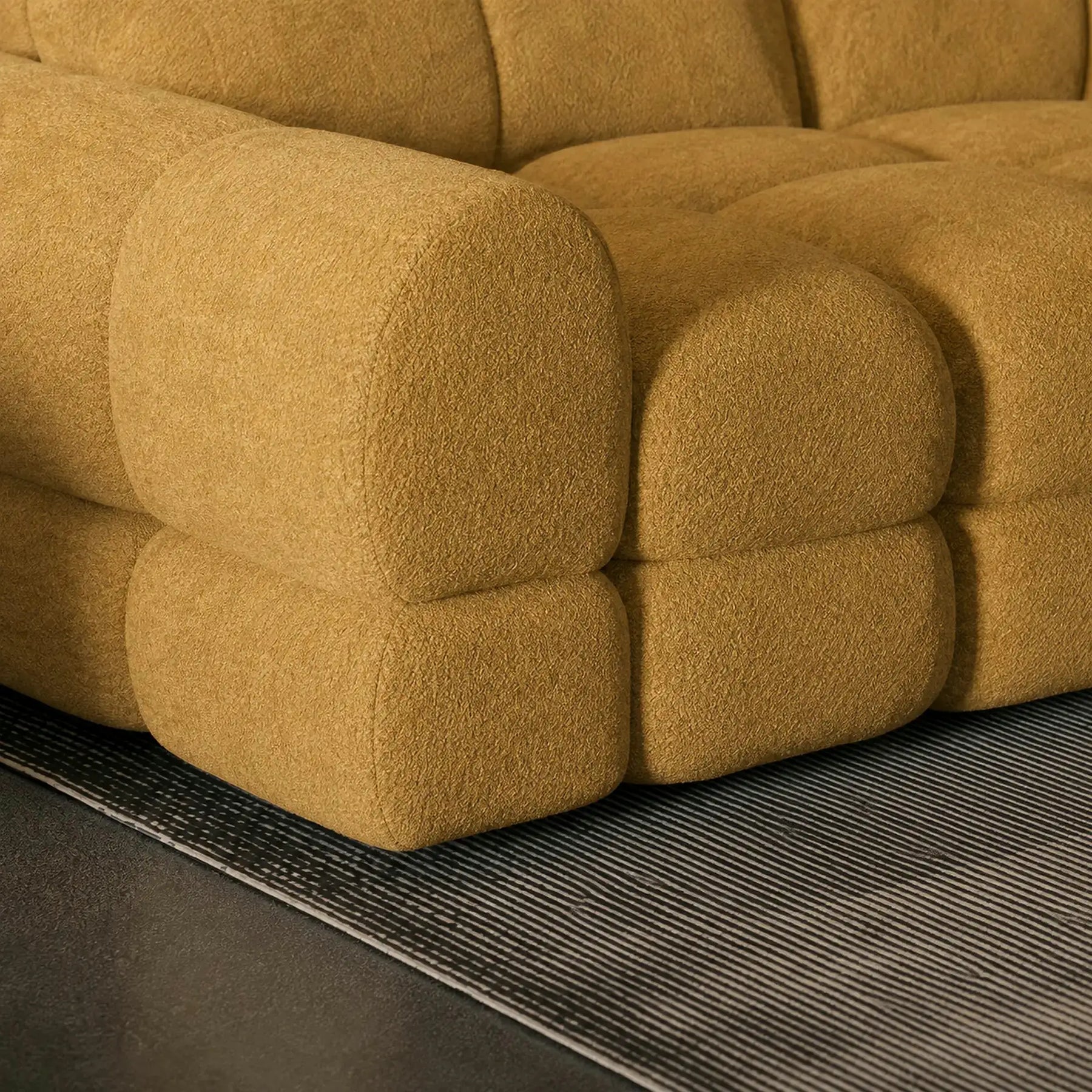 Coltar extensibil TOLLO MINI, stofă catifelata/lemn/PAL, galben mustar - Monolith 48, 283×171×105 cm