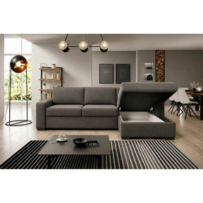 Coltar extensibil VANILLA CORNER 140, stofă catifelata, gri antracit - Salvador 15, 283×173×87 cm