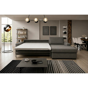 Coltar extensibil VANILLA CORNER 140, stofă catifelata, gri antracit - Salvador 15, 283×173×87 cm