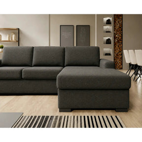Coltar extensibil VANILLA CORNER 140, stofă catifelata, gri antracit - Salvador 15, 283×173×87 cm