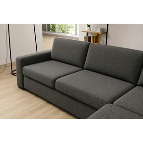 Coltar extensibil VANILLA CORNER 140, stofă catifelata, gri antracit - Salvador 15, 283×173×87 cm