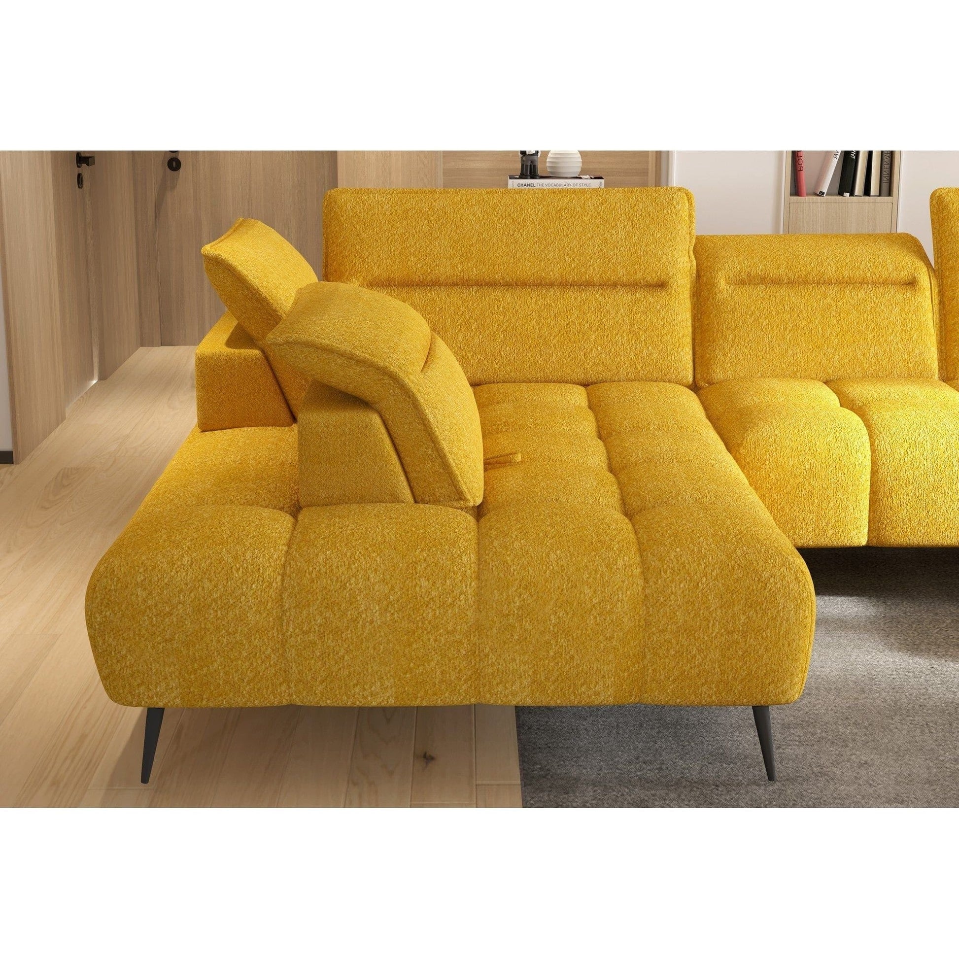 Coltar MONTANA XL, personalizabil materiale gama Oferta Avantaj, cu reglaj electric si tetiere reglabile, 389x220x97 cm