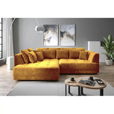 Coltar TIGA, sezlong stanga,  stofa clasica galben mustar - Austin 11, cu reglaj electric, 286x207x77 cm