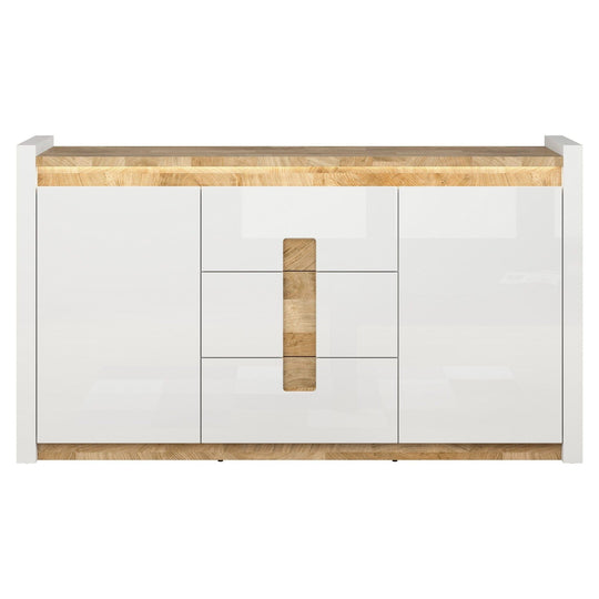 Comoda ALAMEDA, alb/stejar, PAL, 172x41x97 cm