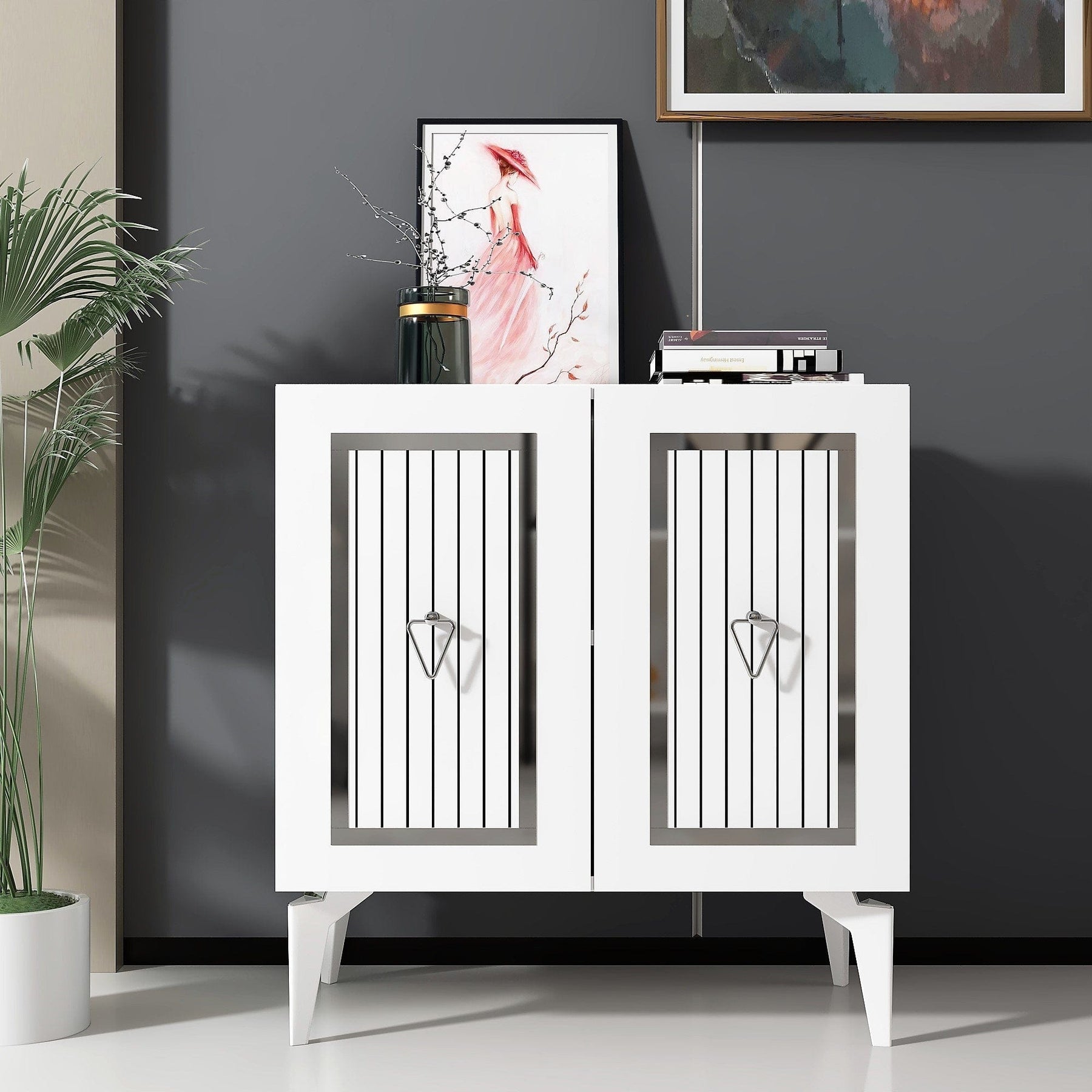 Comoda AMSTERDAM OCN-34072, alb/argintiu
