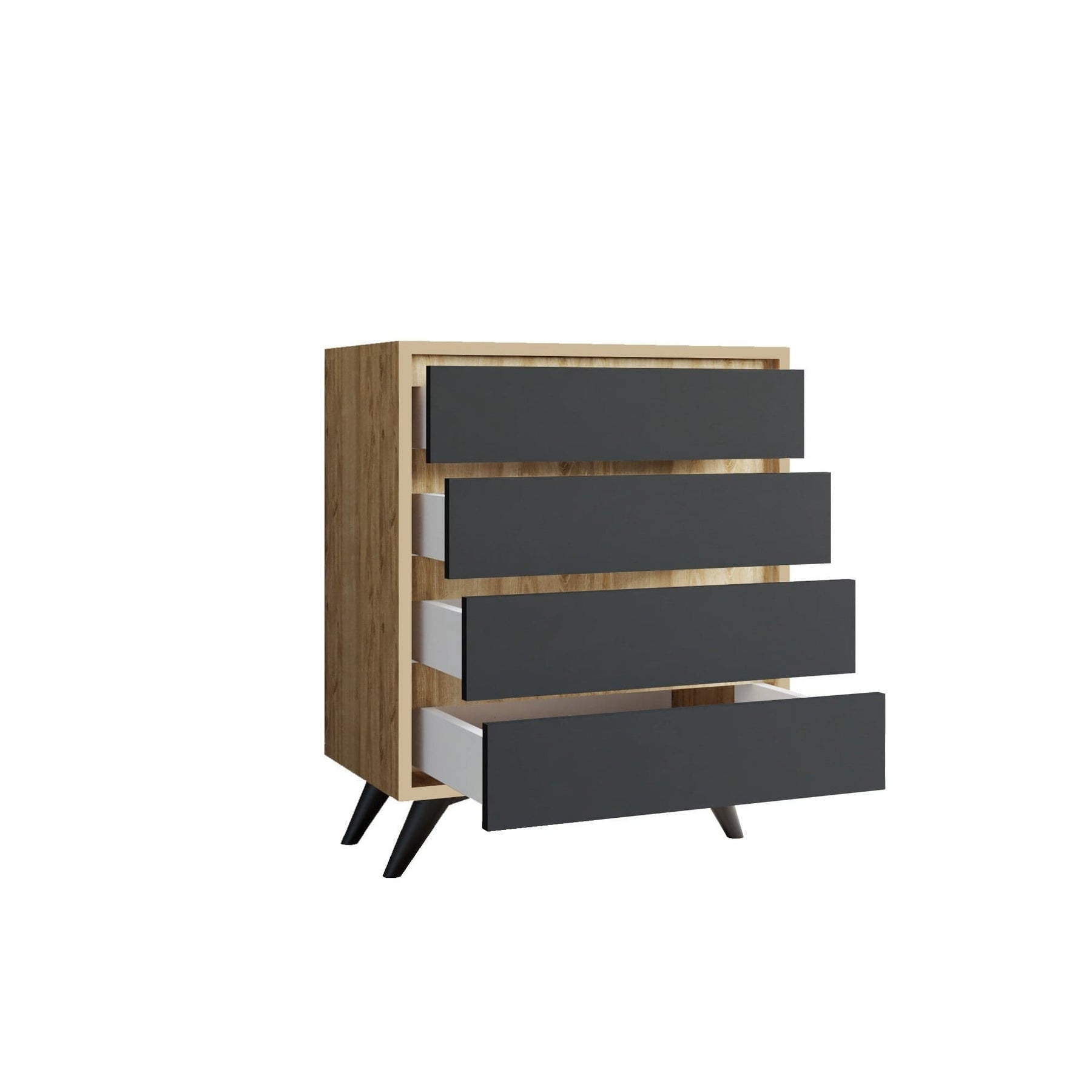 Comoda AMSTERDAM OCN-34108, gri antracit/stejar