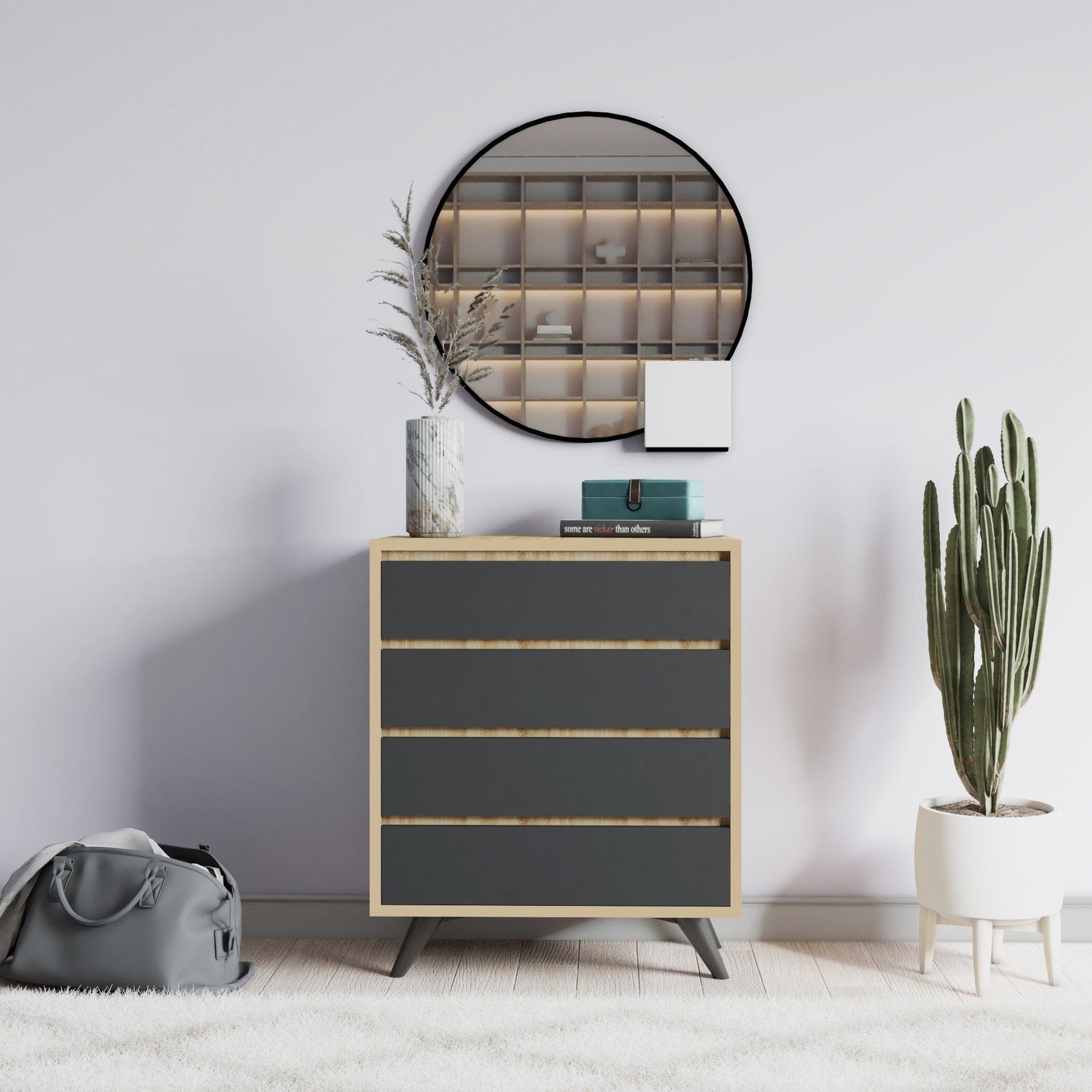 Comoda AMSTERDAM OCN-34108, gri antracit/stejar