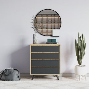Comoda AMSTERDAM OCN-34108, gri antracit/stejar