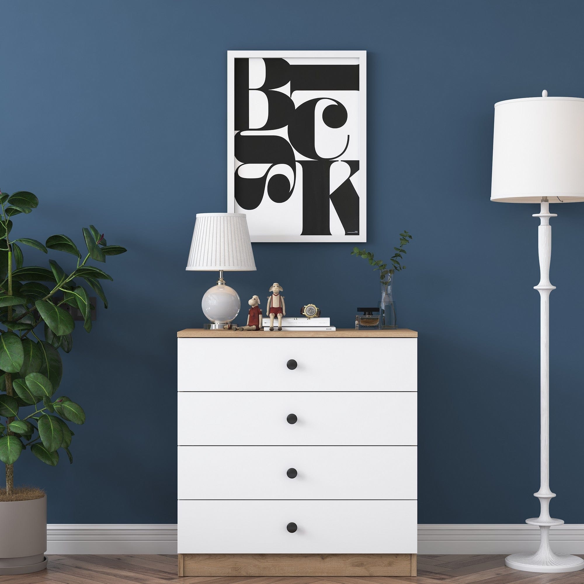 Comoda AMSTERDAM OCN-34120, alb/stejar