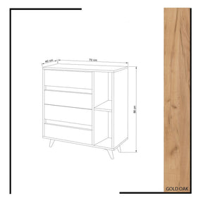 Comoda AMSTERDAM OCN-34122, galben/stejar