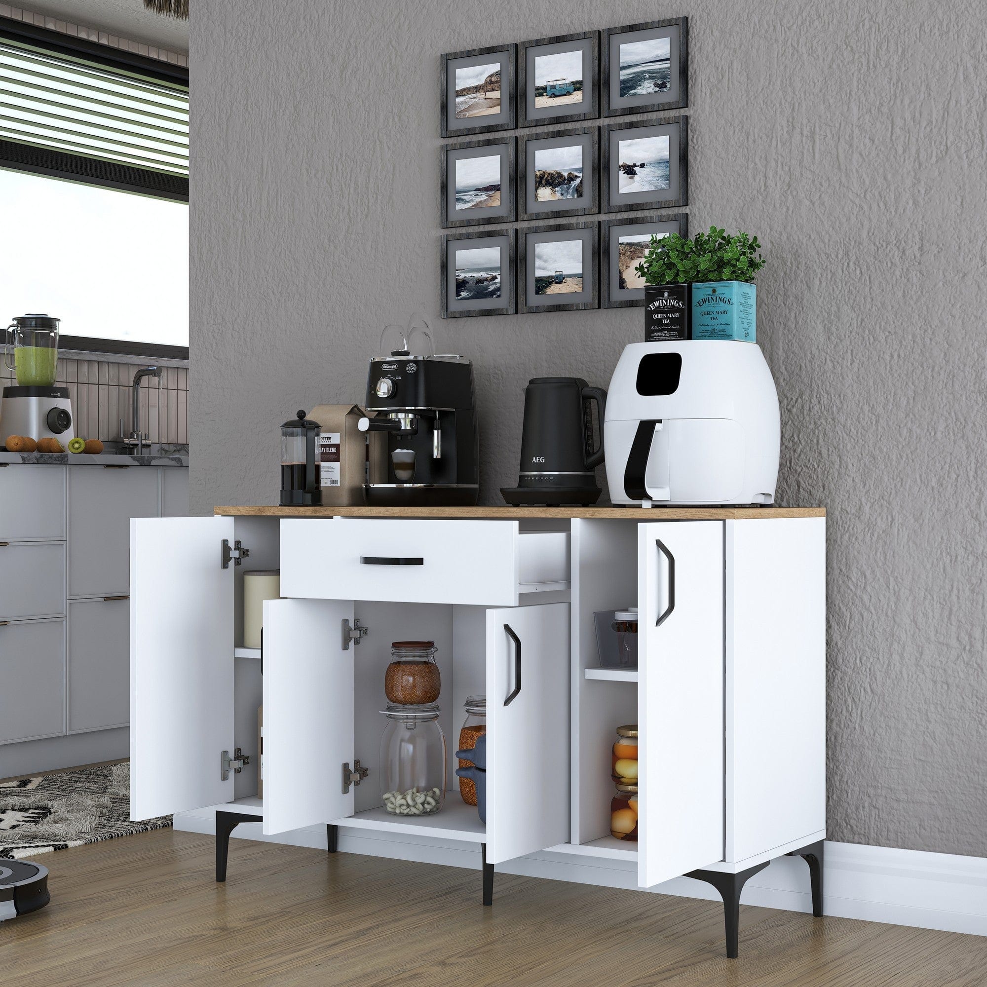 Comoda AMSTERDAM OCN-34137, alb/stejar