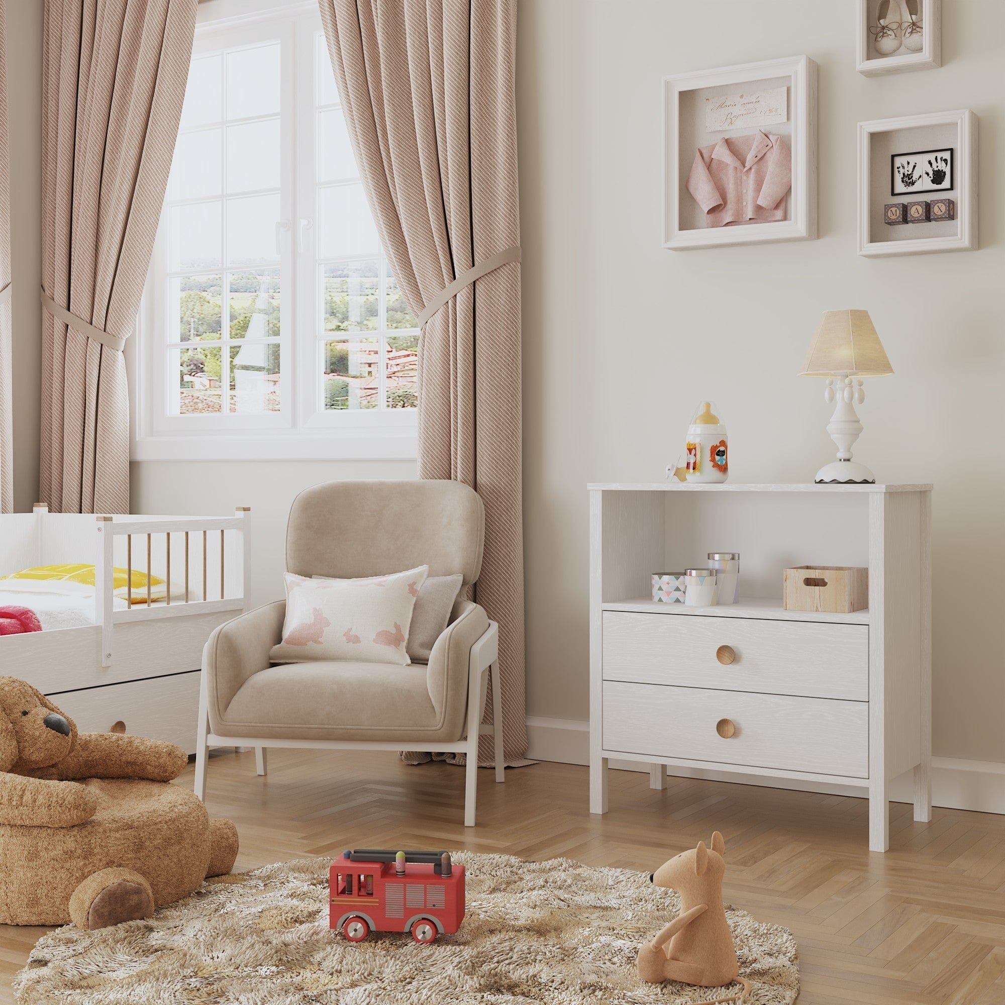 Comoda AMSTERDAM OCN-34182, alb/stejar