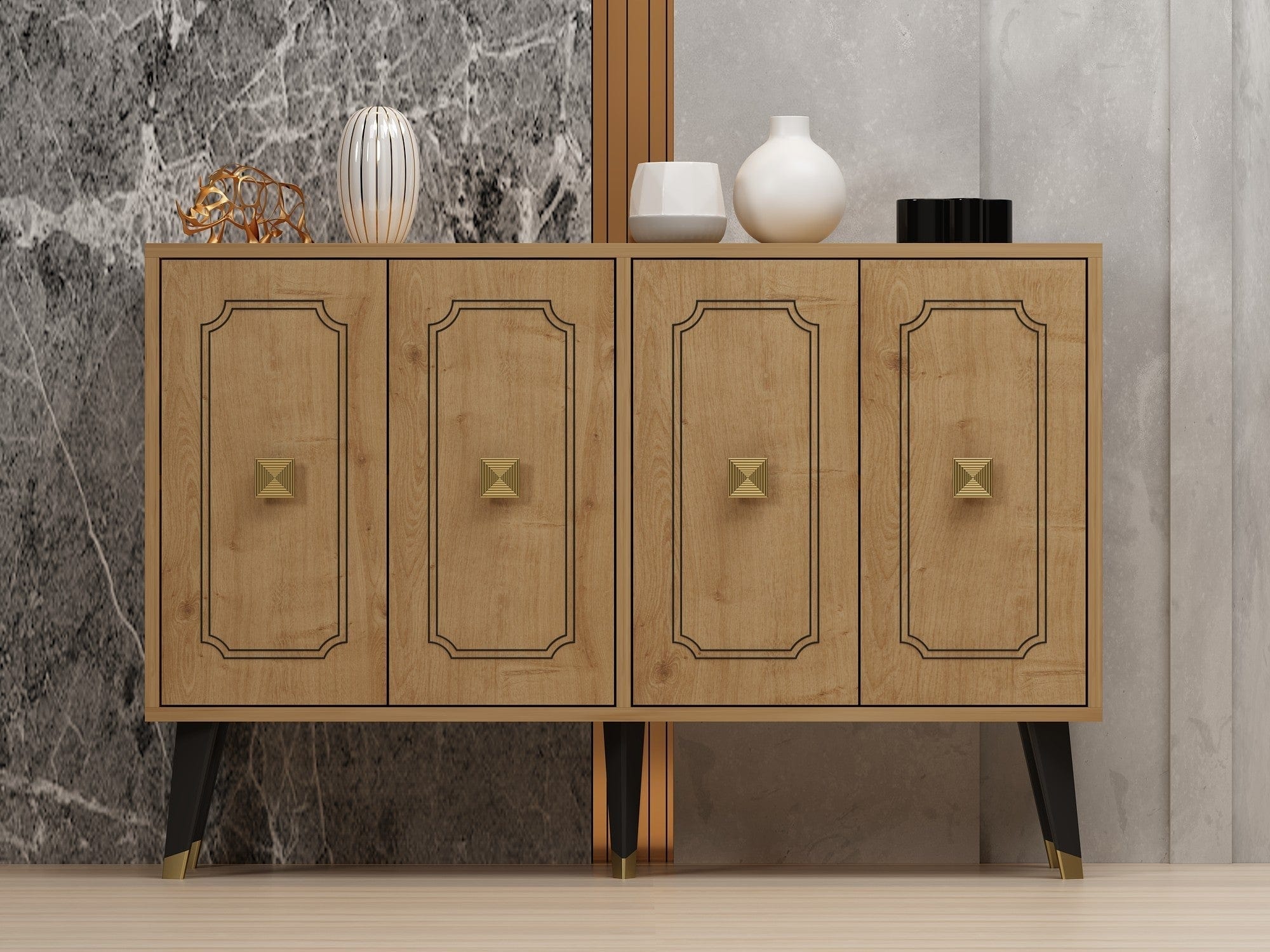 Comoda AMSTERDAM OCN-34184, stejar sapphire/negru