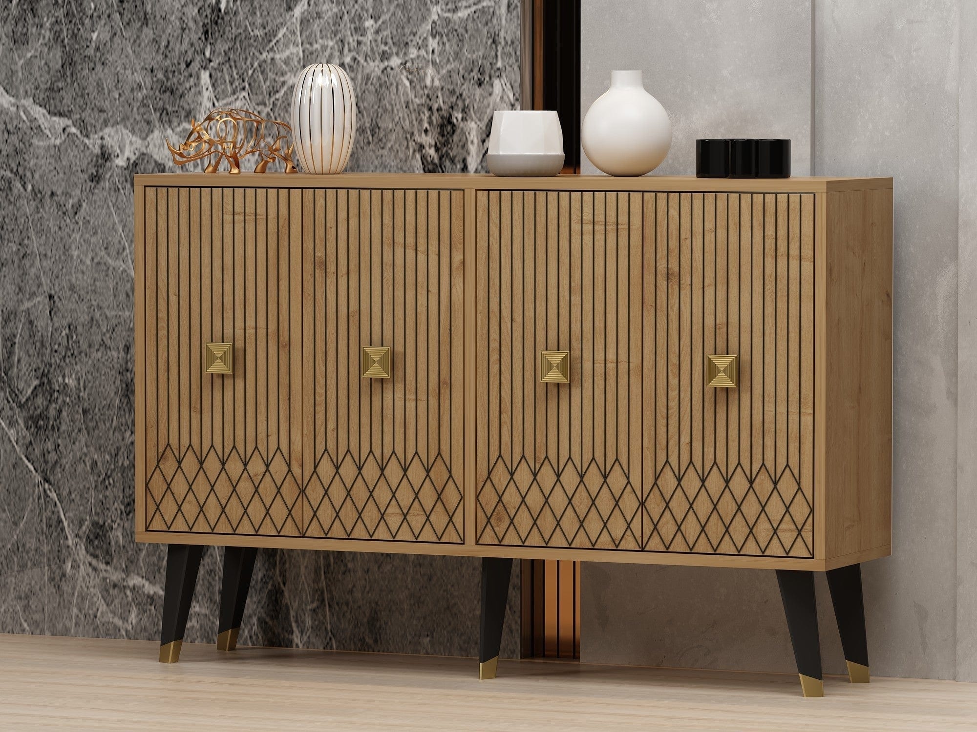 Comoda AMSTERDAM OCN-34185, stejar/negru