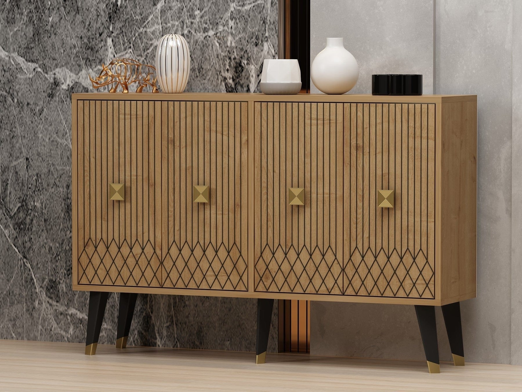 Comoda AMSTERDAM OCN-34185, stejar/negru