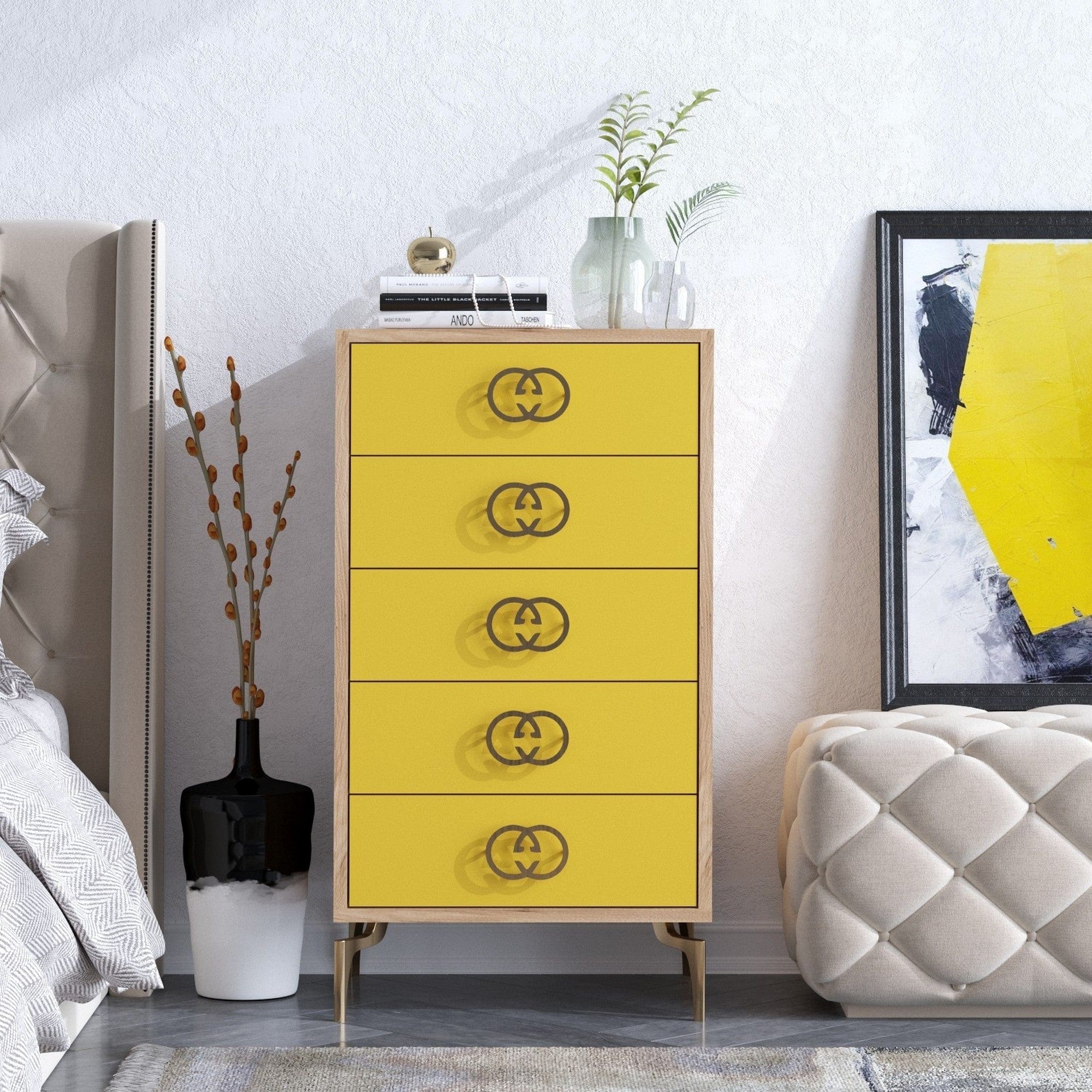 Comoda AMSTERDAM OCN-34194, galben/stejar