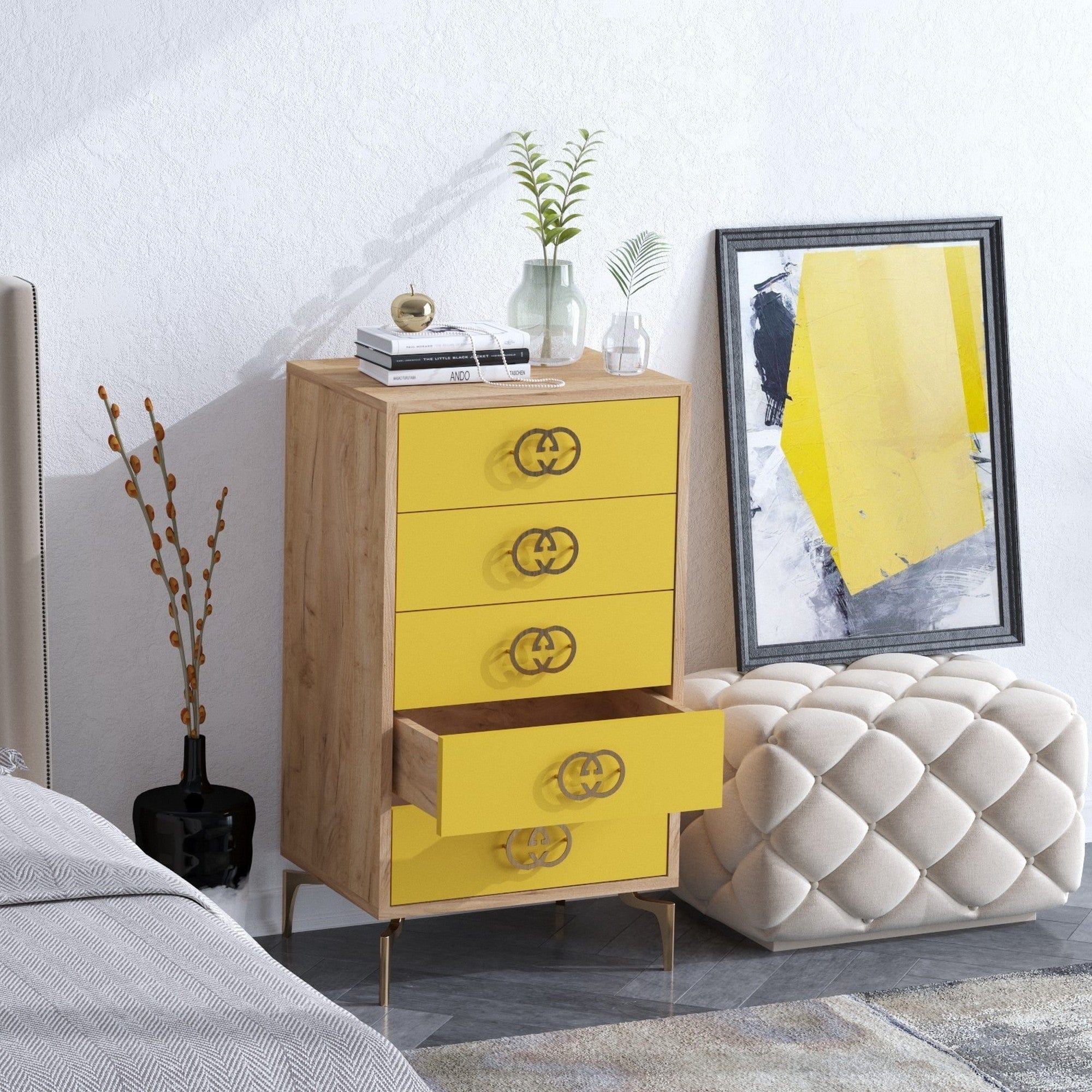 Comoda AMSTERDAM OCN-34194, galben/stejar