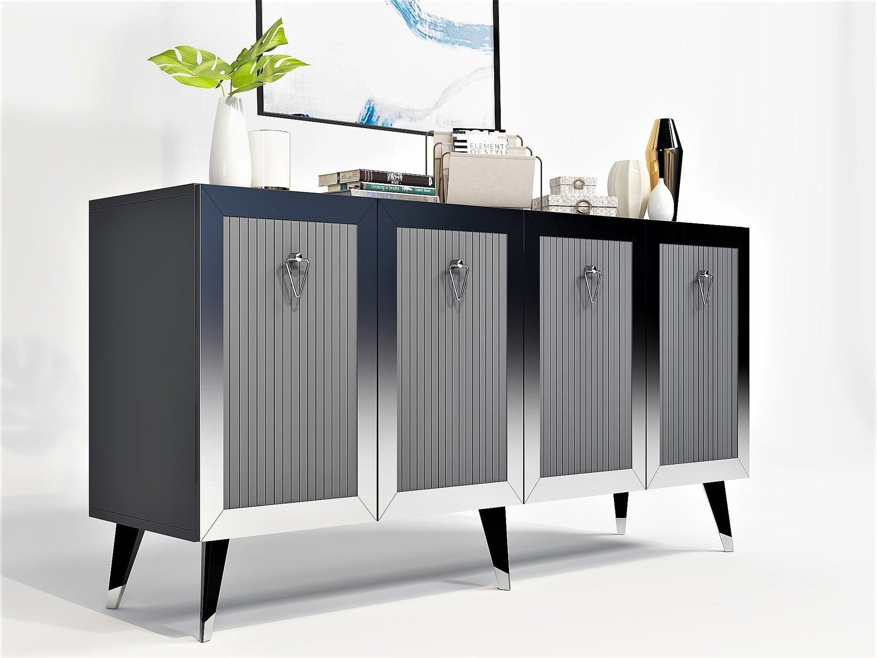 Comoda AMSTERDAM OCN-34217, gri antracit/argintiu