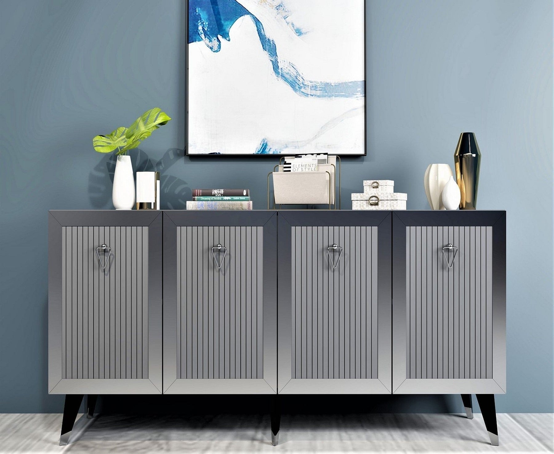 Comoda AMSTERDAM OCN-34217, gri antracit/argintiu