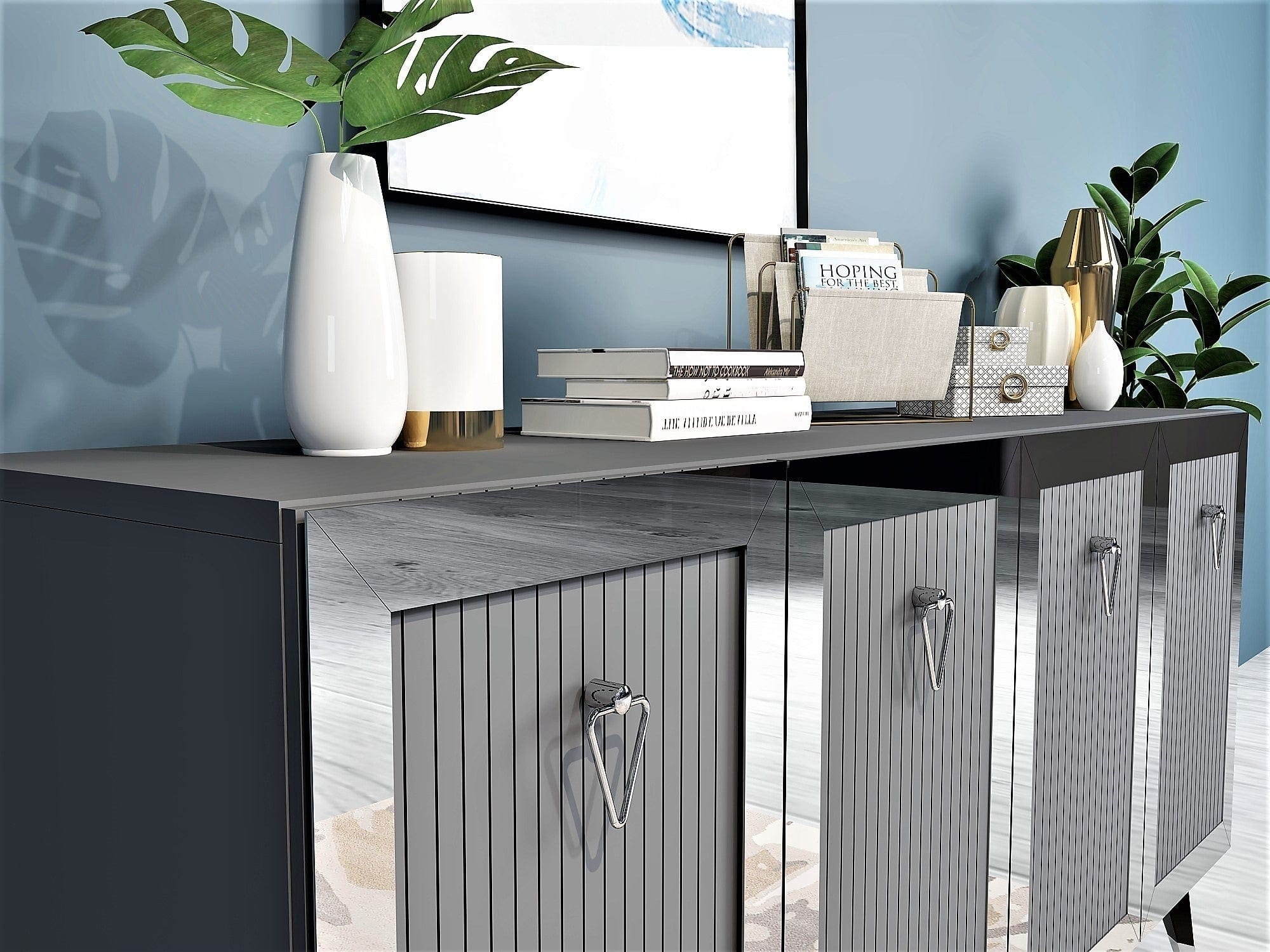 Comoda AMSTERDAM OCN-34217, gri antracit/argintiu